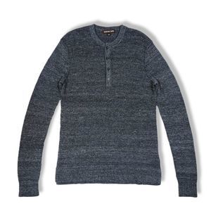 NWOT MICHAEL KORS HEATHER BLUE GREY HENLEY SWEATER